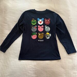 MAD Engine Navy Long-Sleeve Tee with Colorful Piggy Faces